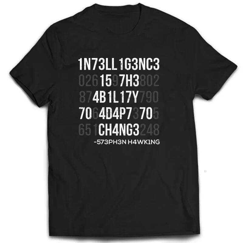 Creative TShirts Funny Geek Tops Intelligence Is The Ability To Adapt Change Letters Print Tee T Shirt XJ260306 XJ260306