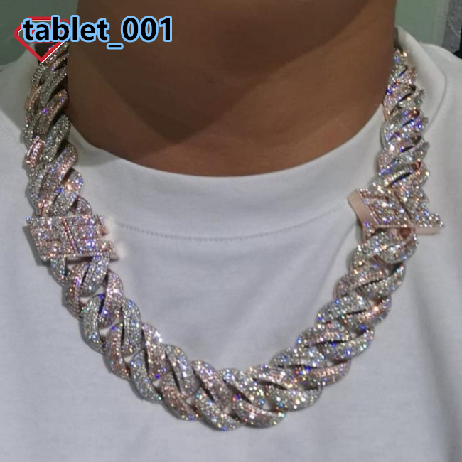 Miami Moissanite Cuban Necklace Iced Out Hip Hop Sterling Silver 925 Baguette Cut Moissanite Cuban Links Chains