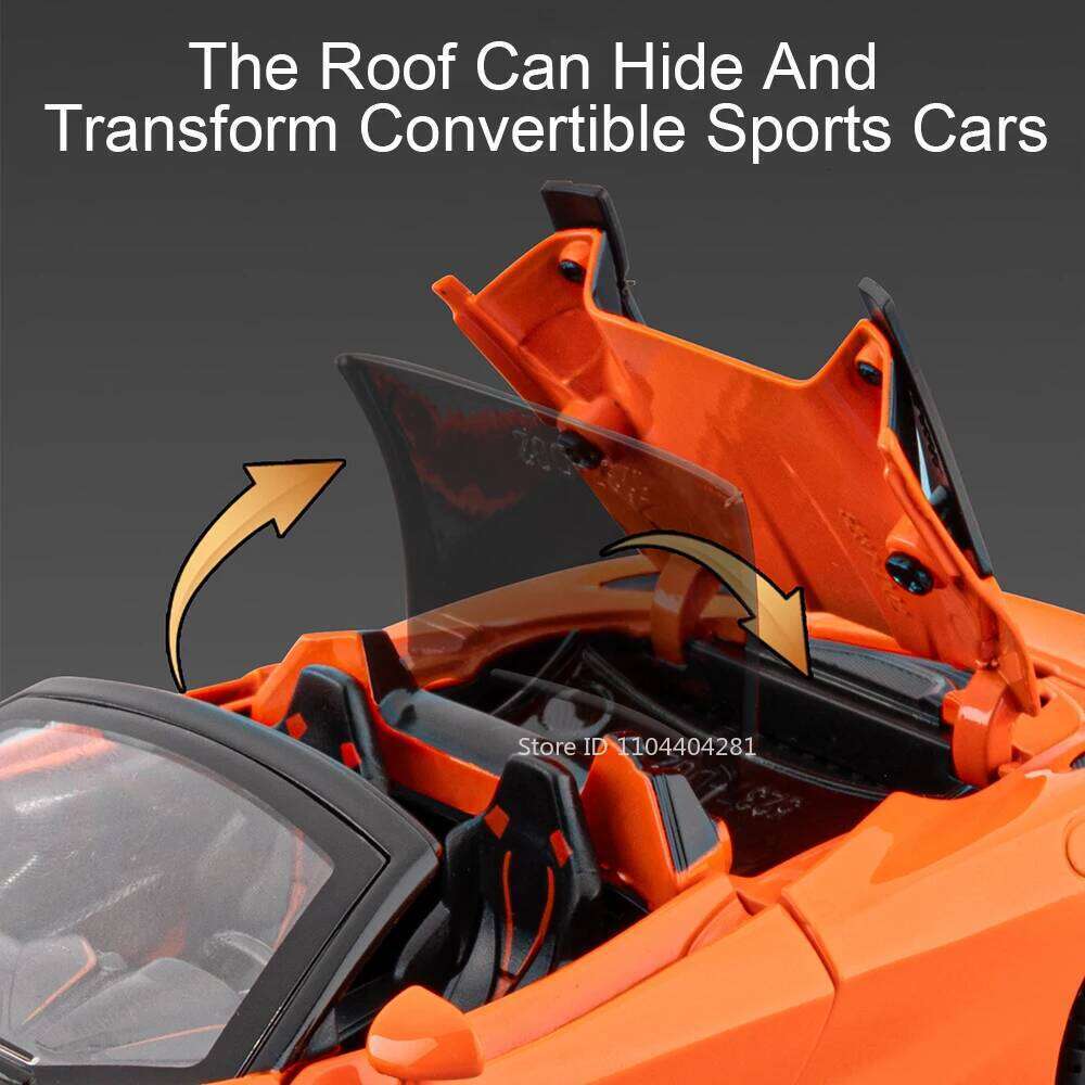 1: 32 Scale 720S Alloy Model Toys Diecast Car Doors Opened Sound Light Pull Back Miniature Vehices Desktop Collection Ornaments Z260307