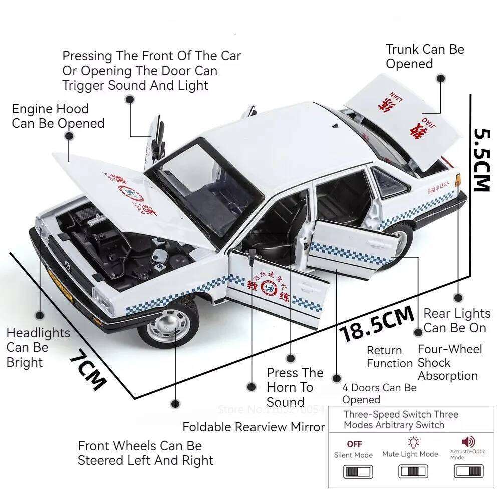 1:24 Santana Diecast Toys Models Alloy Police Cars 6 Doors Opened Sound Light Pull Back Vehices Collectibles Kids Festival Gifts Z260307