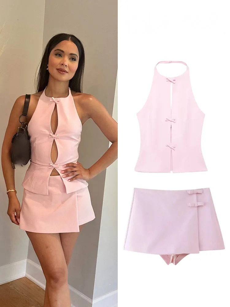 HH Womens Retro Bow-trimmed Vest Elegant Solid O Neck Sleeveless Off-shoulder Halterneck Summer Vintage Casual Tops 260306