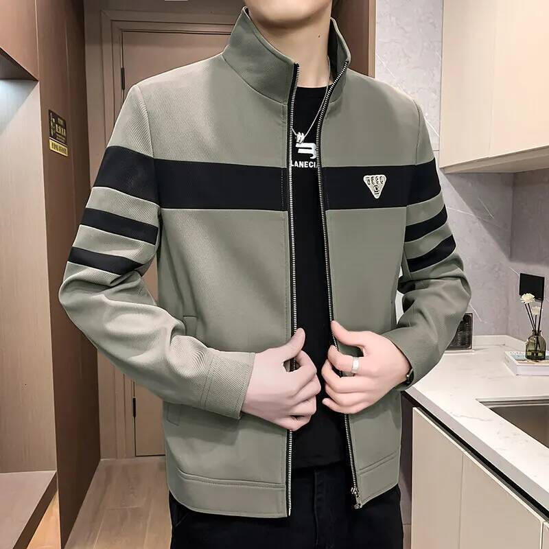 Brand 2025 Spring/Summer Men's Stand Up Collar Zipper Fashion Versatile Casual Jacket Handsome Business Social Coat