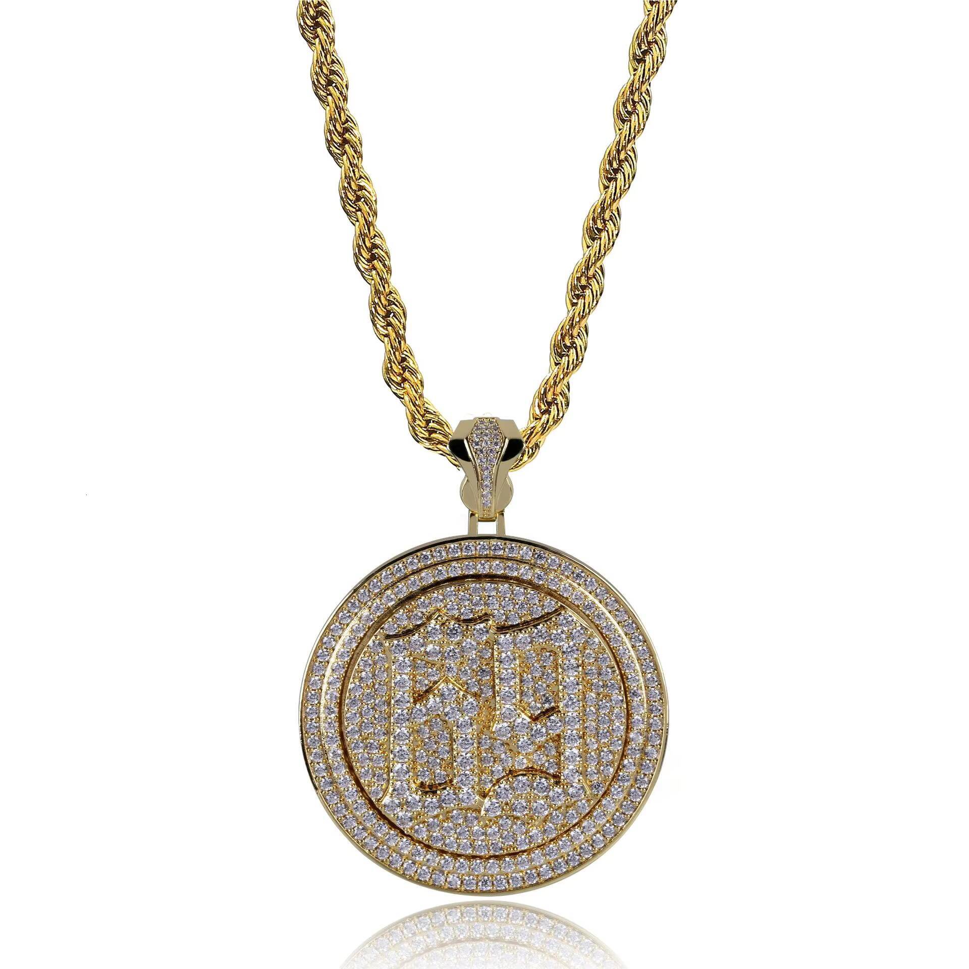 INS Nethong 6ix9ine Rapper Pendant Zircon 69 Revolving Disc Necklace