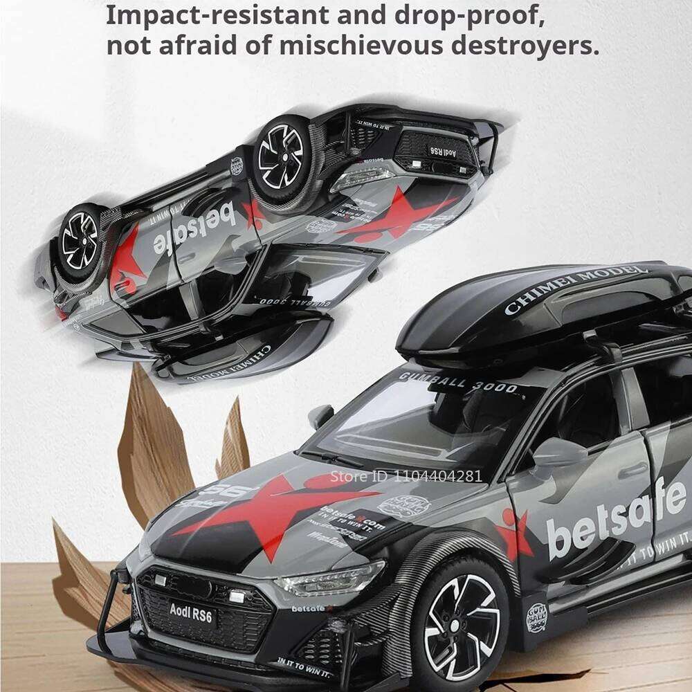 1:32 RS6 Tacoma Alloy Model Diecast Car Miniature Toys Sound Light Pull Back Doors Opened Rubber Tire Vehice Exquisite Ornaments Z260306