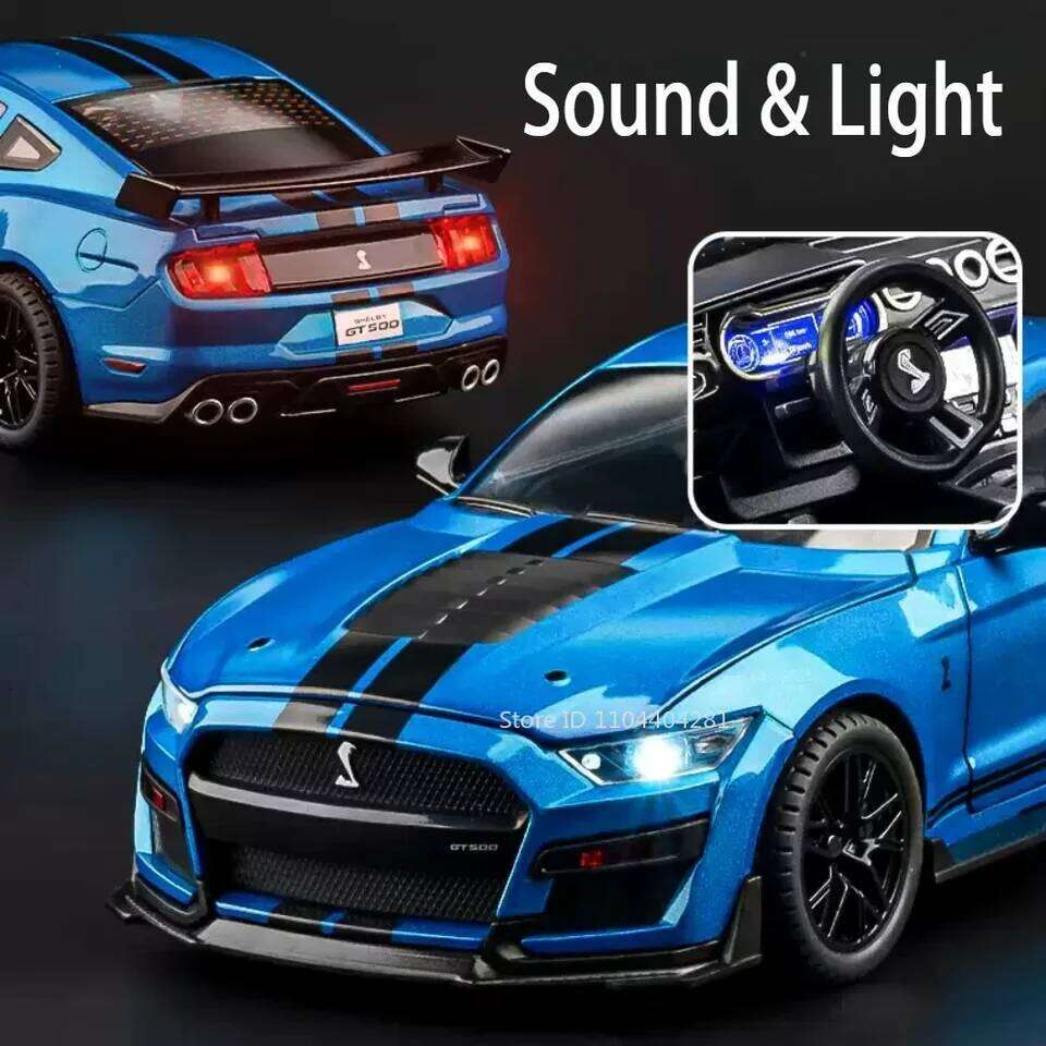 1:18 Mustang GT500 Accord Alloy Cars Diecast Models Toys 4 Doors Opened with Sound Light Pull Back Vehices Kids Birthday Present Z260306