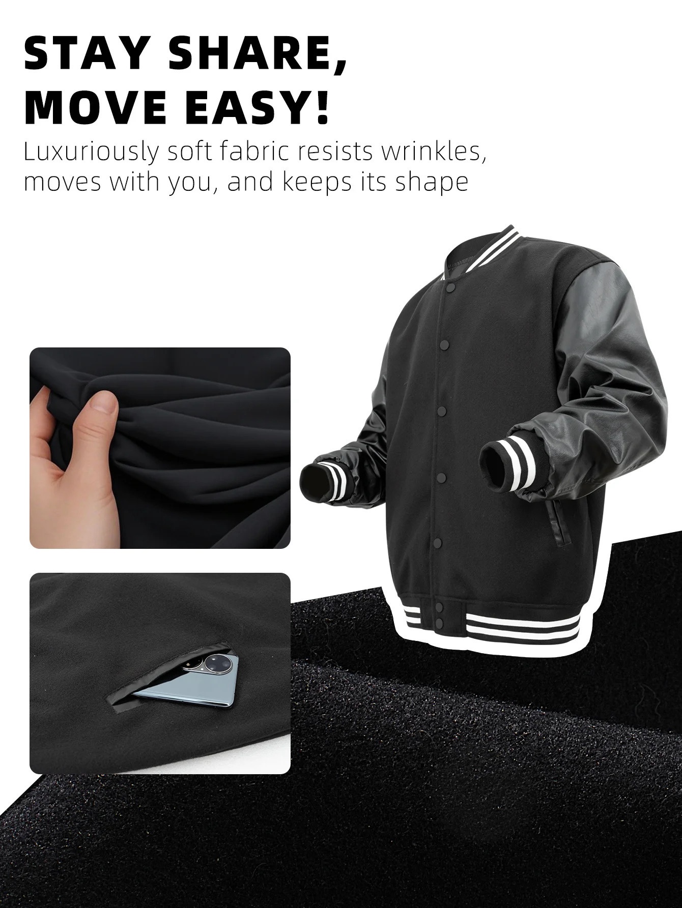 Mens Varsity Jacket Faux Leather Sleeves Letterman Classic Coat Bomber Baseball Jacket Color-blocking Light Weight Clothing 260306