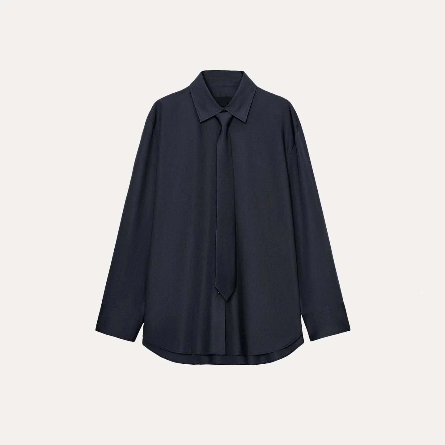 Z 2025 Faionable Versatile Silk Twill Tie irt Womens Collar n Breathable Skinfriendly Long Sve 260228