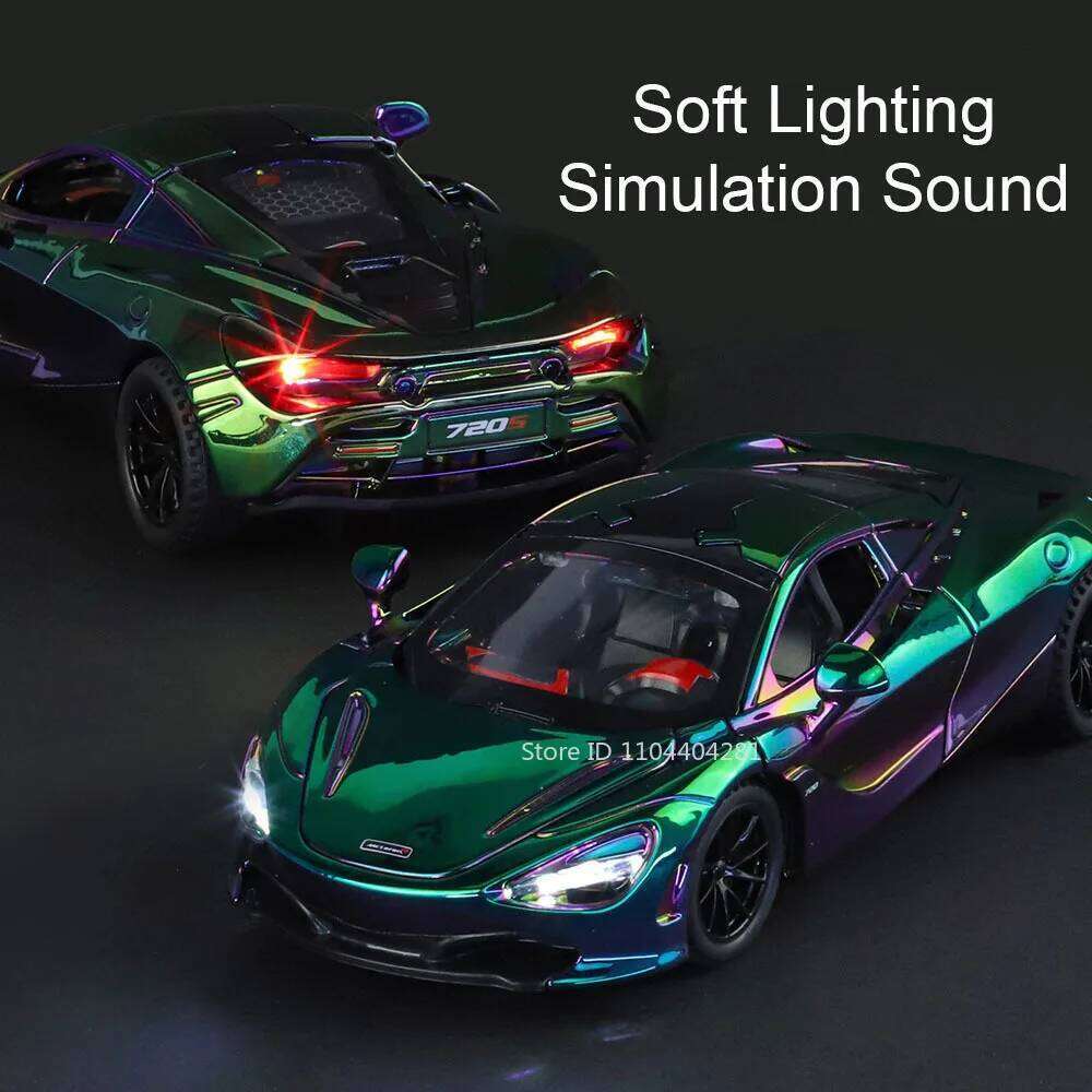 1:32 720S Senna Alloy Sports Car Diecast Model Toys with Sound Light Pull Back Doors Opened Miniature Vehices Kids Friend's Gift Z260306