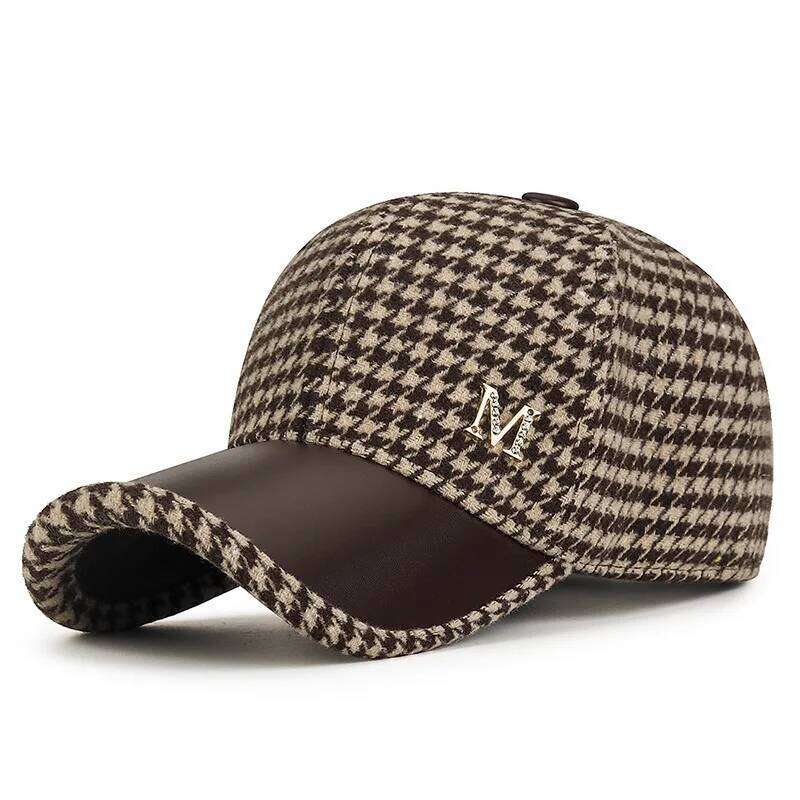 Houndstooth M Logo Baseball Korean Version Women'S Hat Versatile Duckbill Cap Y260304