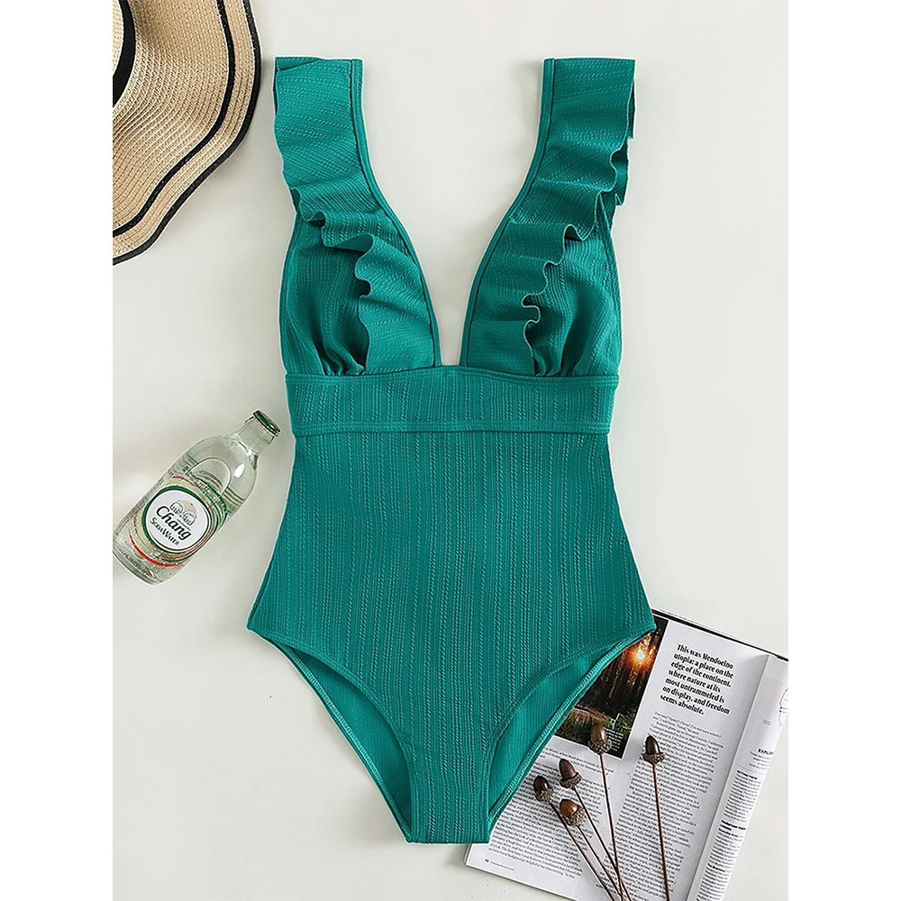 One Piece Swimsuit Women Ruffle Swimwear Push Up Monokini Bodysuit Female Bathing Suit Summer Beach Wear 260306