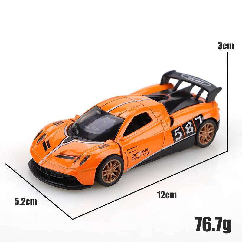 Bagged 1.36 Pagani racing car toy, cool three-door alloy pullback car, stylish contrasting colors, children's toy Z260306