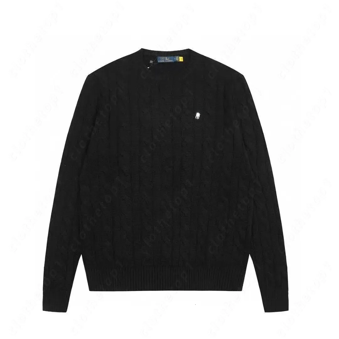 Polos Cross-Border Autumn Winter Zipper Pullover Couple Pony Twist Knitted Raff RL Wool Sweater Men's High-End Feel e9b