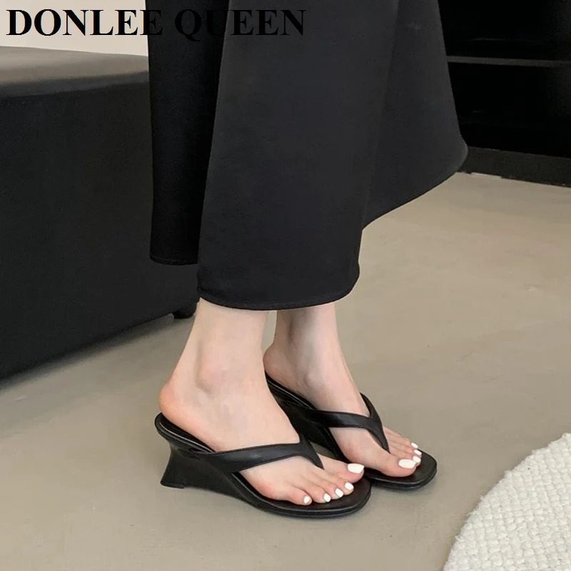 Fashion Wedge Heel Slipper Slides Women Clip Toe Flip Flops Narrow Band Sandals Shoes Casual Female Slipper Sandalia Mujer 260306