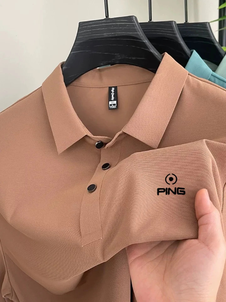 Summer polo shirt fashionable printed short sleeved mens top high-end casual and comfortable solid color lapel T-shirt 260304