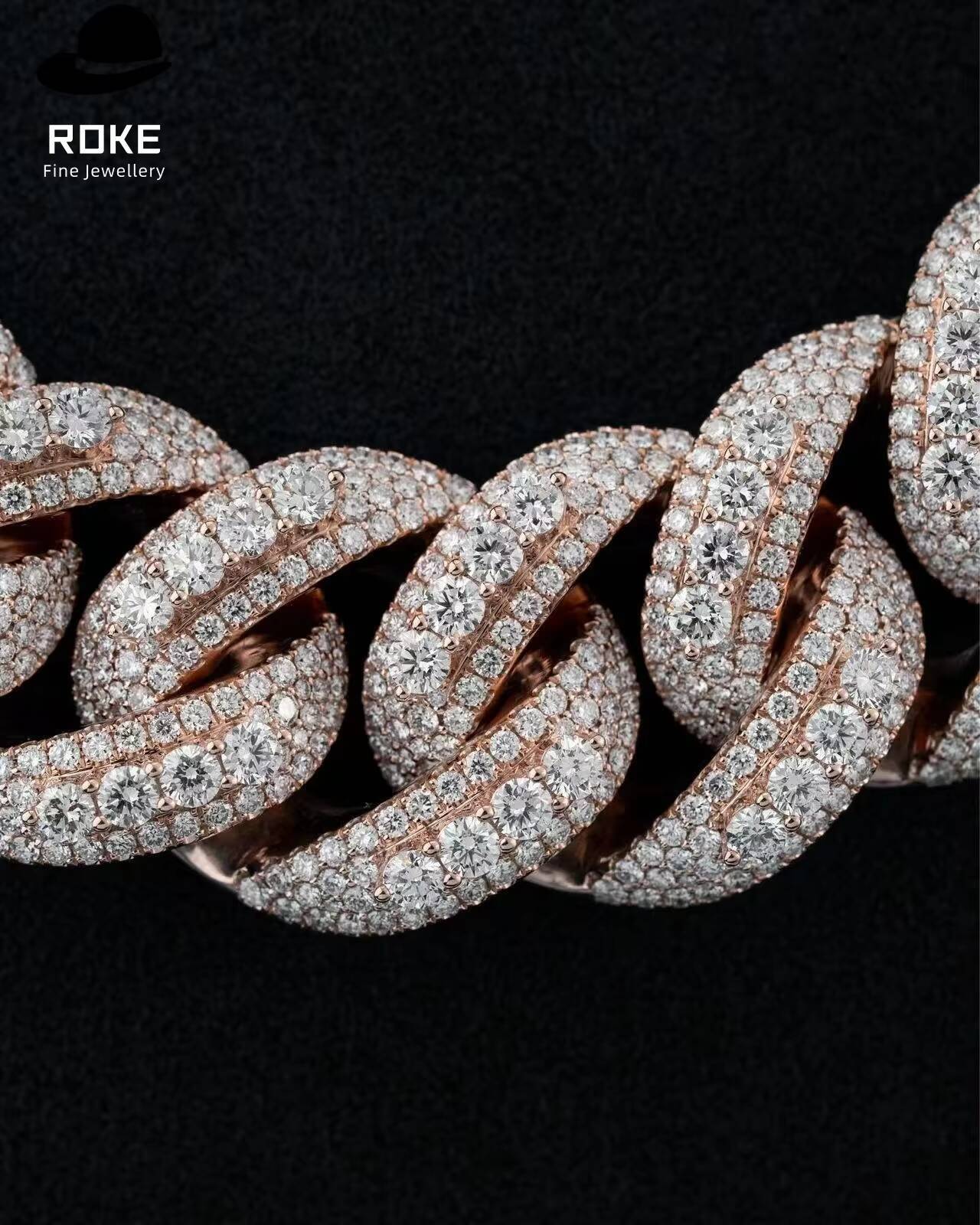 23mm Icy Miami Cuban Chain 9K-18K Gold/Platinum Double Row Pave Lab Grown Diamond IGI Certified Hip Hop Jewelry