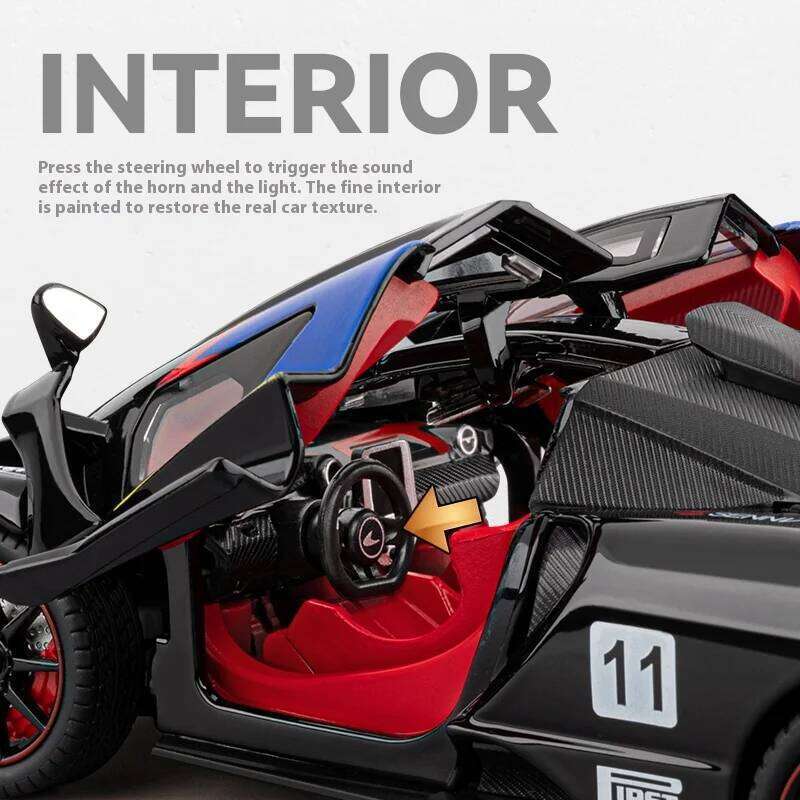 Simulated 1/24 McLaren Senna model with sound and lights, track version sports car model, boys gift, collection ornaments Z260307