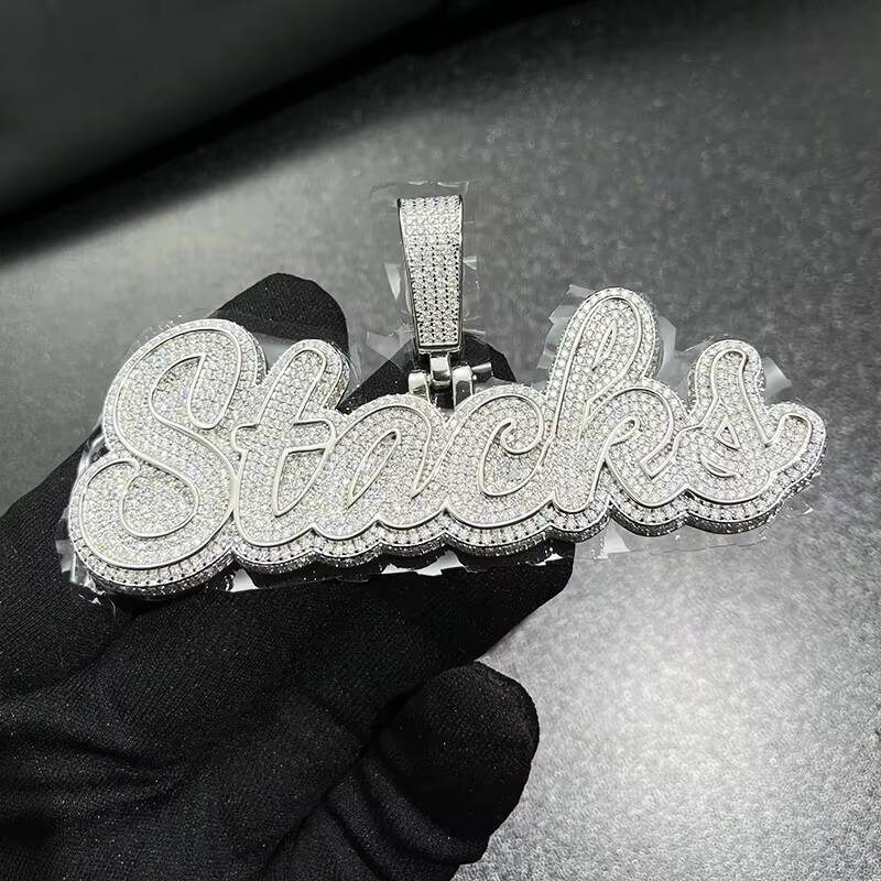 High Quality 925 Sterling Silver Moissanite Diamond Iced Out Custom Letter Hip Hop Pendant for Men Women