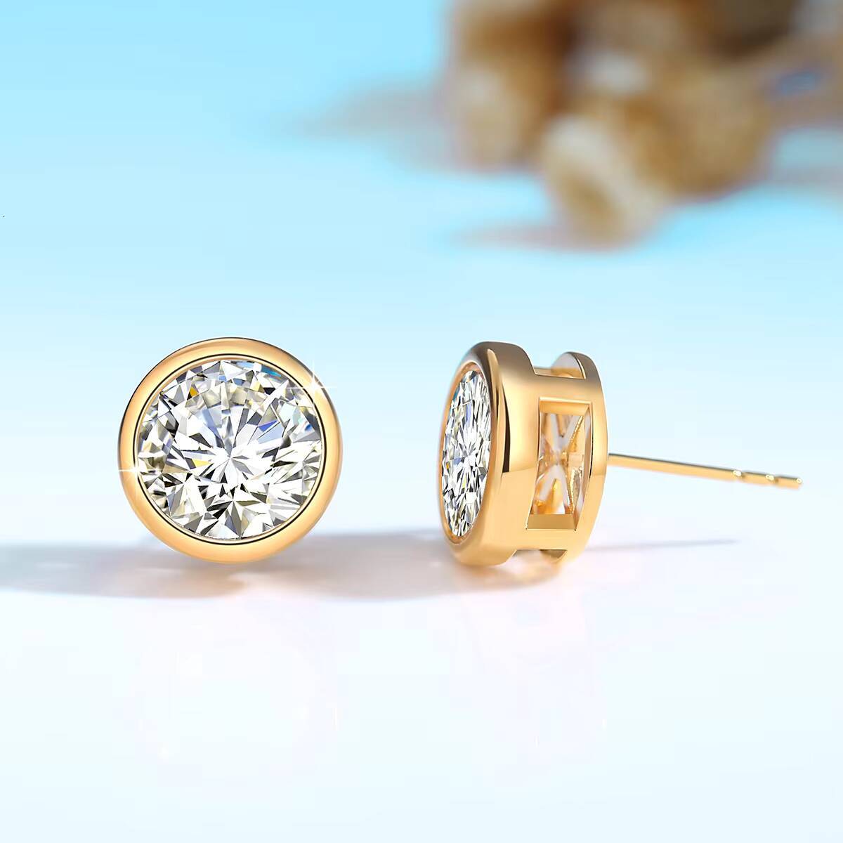 High Quality Gold Jewelry 2ct 1ct 05ct D Color VVS1 Moissanite Diamond AU750 Gold 18k Gold Earrings