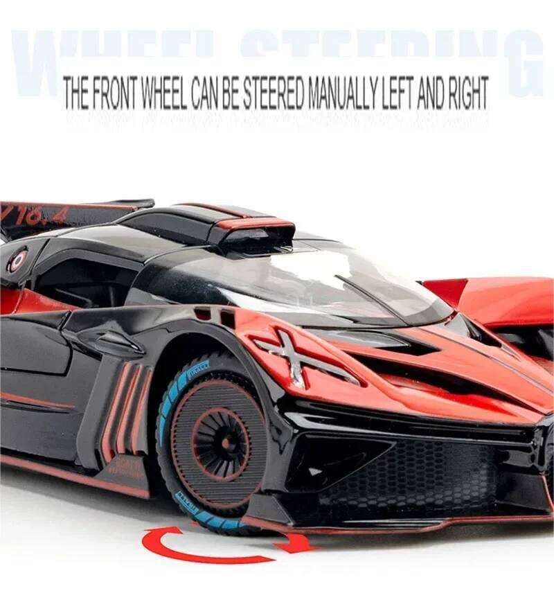1/24 Alloy Bugatti Bolide Sports Car Diecast Model Toy Simulation Vehicle Pull Back Sound Light Collection Toys for Kids Gifts Z260306