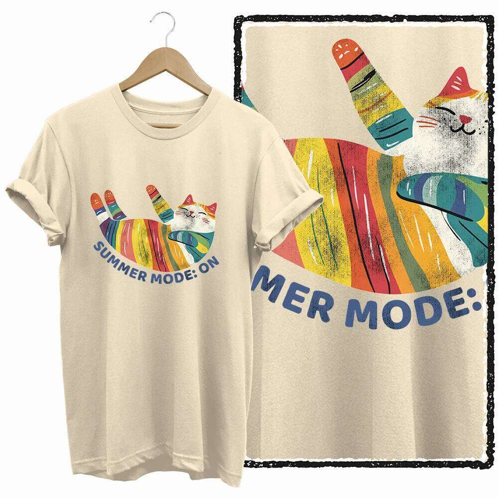 COOLMIND 100% BEIGE print exclusive graphic T shirt big size loose cotton lover women tshirt LOVELY cat tee XJ260306 XJ260306