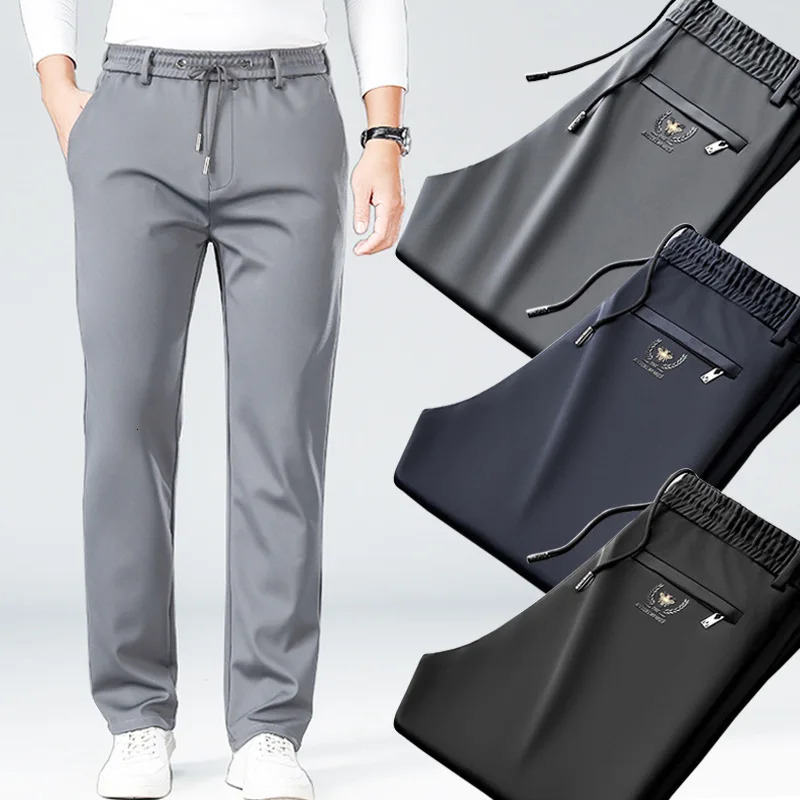 Ice Silk Cool Mens Pants Summer Thin Casual Outdoor Quick-drying Sweatpants Male Straight Baggy Casual Men Trousers 260306