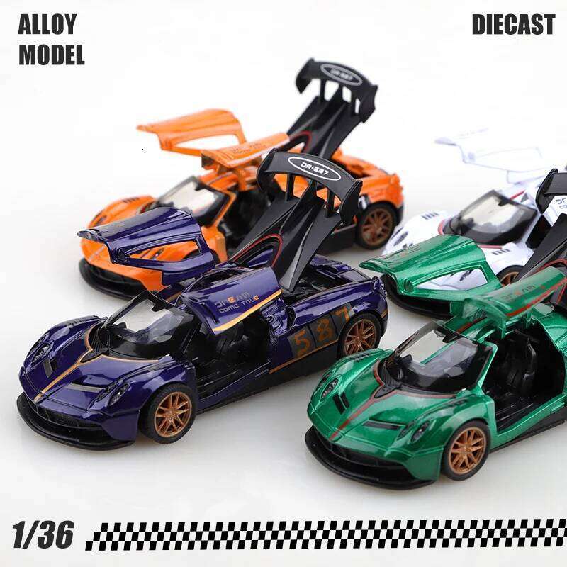 Bagged 1.36 Pagani racing car toy, cool three-door alloy pullback car, stylish contrasting colors, children's toy Z260306