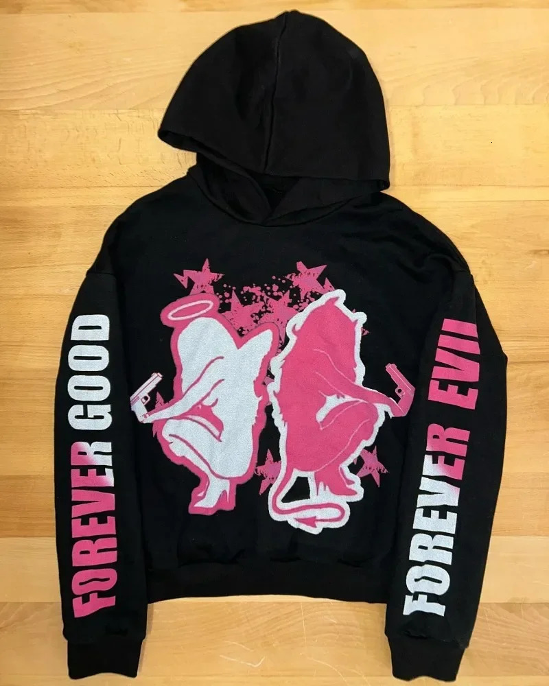 American Retro Couple Sweatshirt Gothic Letters Sexy Dark Girl Personalized Print Oversized Hoodie Y2K Hip-Hop High Street 260304