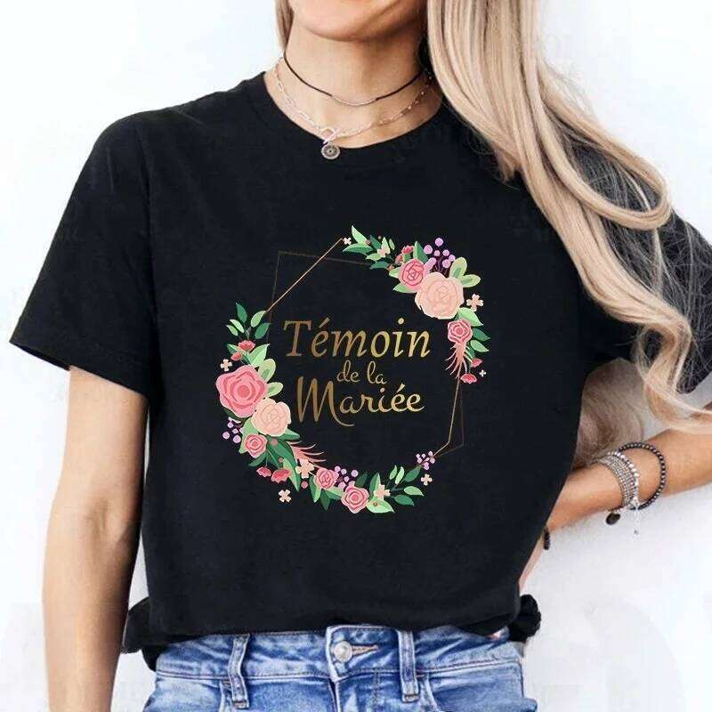 Flower Wreath Team T-shirt French Bridal Wedding Tops Single Farewell Bachelorette Party Tee EVJF Future Bride To Be Shirt XJ260306 XJ260306