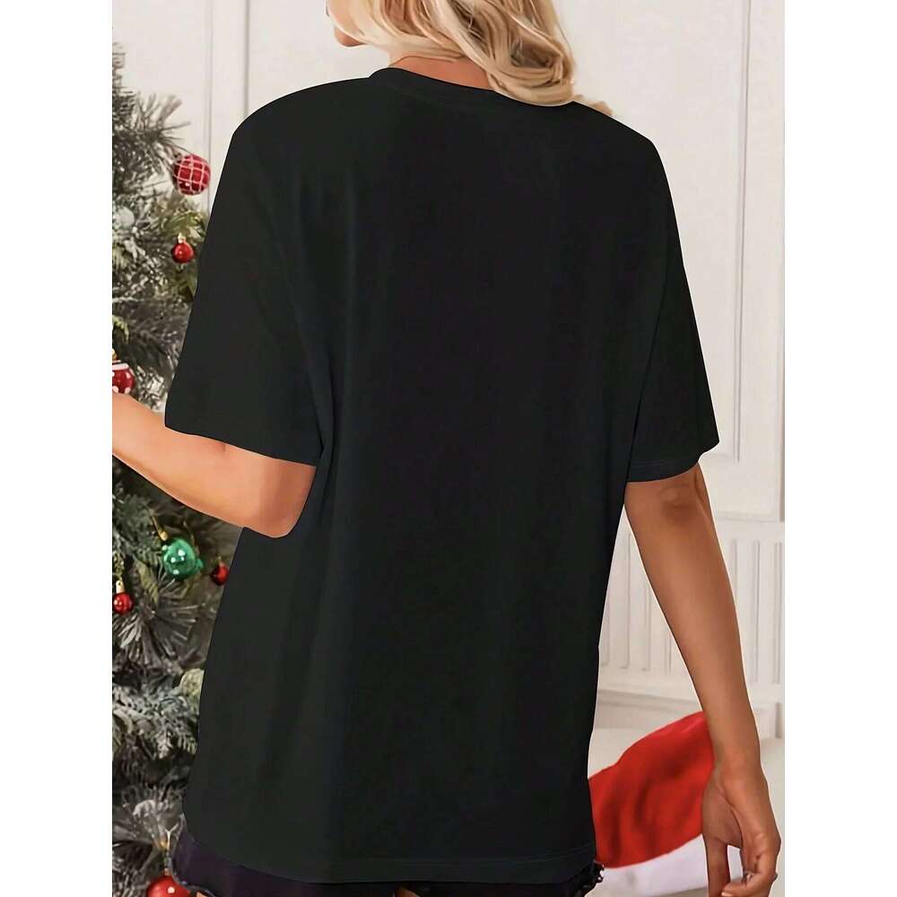 Mardi Gras Bow and Mask Print t Shirt Festival Women Casual Wear Black Plus-Size XJ260306 XJ260306