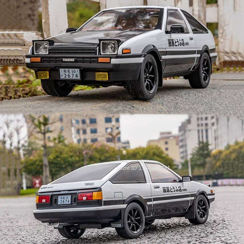 Large 1:18 Initial D AE86 Land Cruiser LC300 Alloy Toys Model Car Diecasts Doors Opened Sound Light Pull Back Vehices Boy Gifts Z260306