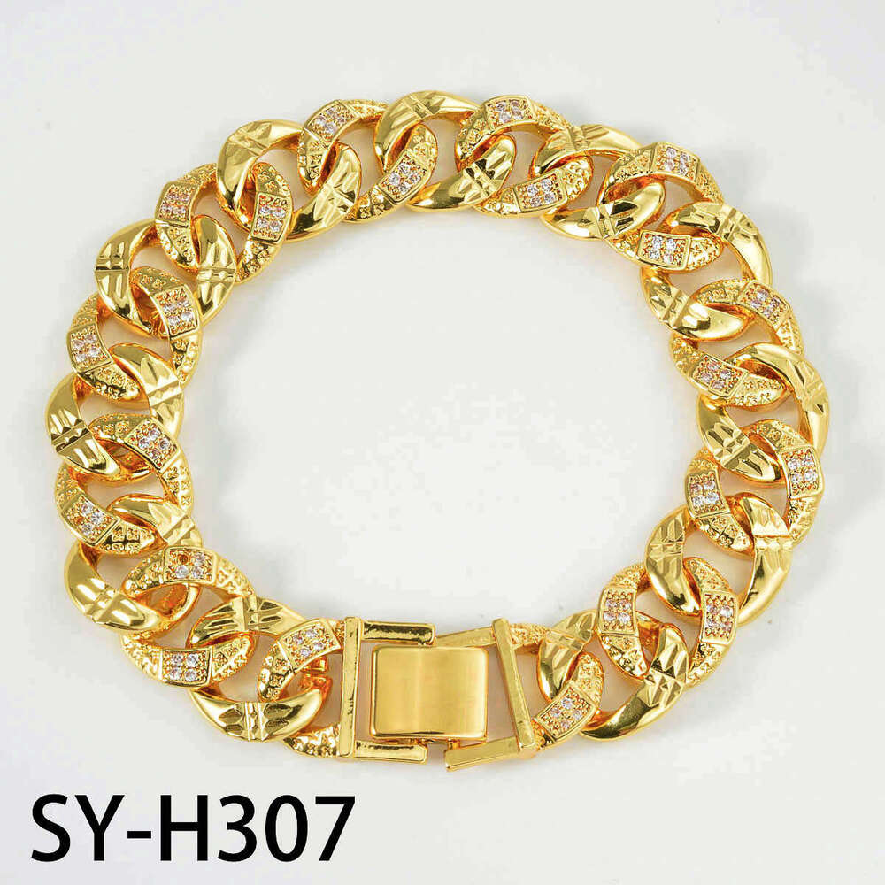 Manufacturer Export Cross-Border European and American High-Quality Flat Chain Inlaid with Diamonds Hip-Hop Cuban Necklace Rhinestone Bracelet Wholesa