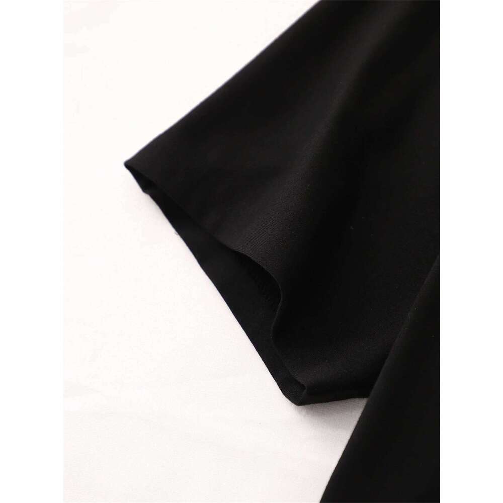 Flamingo Pink Ribbon Print Round Neck Casual T-Shirt Women's Fashion Top for Spring Summer XJ260306