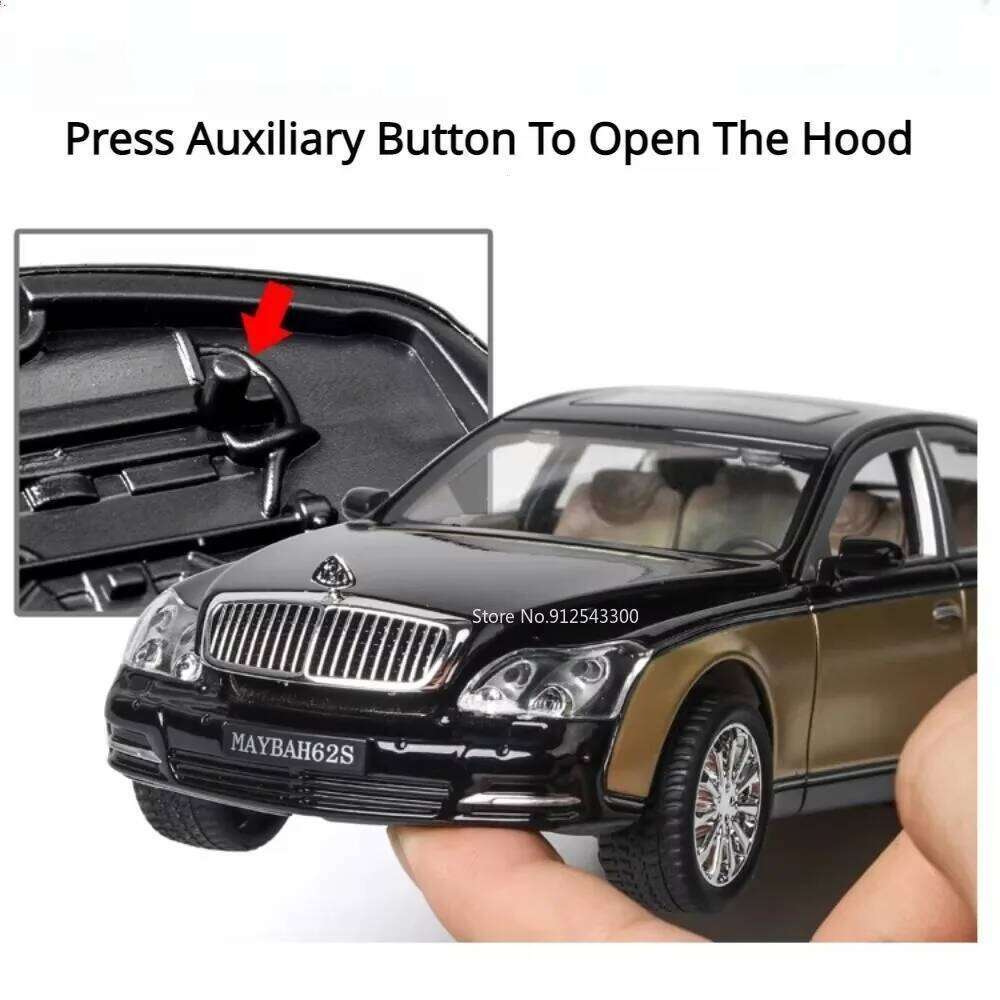 1:24 62S GLS600 Exquisite Model Alloy Diecast Toy Car Doors Opened with Sound Light Pull Back Miniature Vehice Fashion Ornaments Z260307
