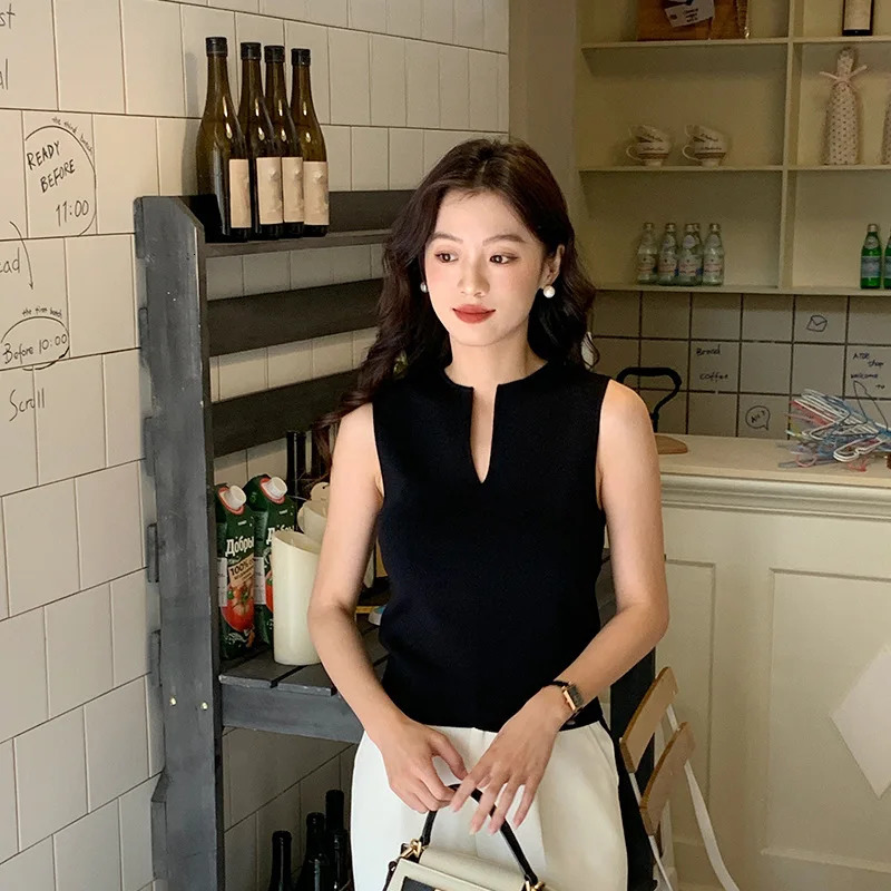 Women V-neck Good Quality Breathable Sleeveless Knit Tank Top Spring Summer In Chic Top MinimalStyle 260306