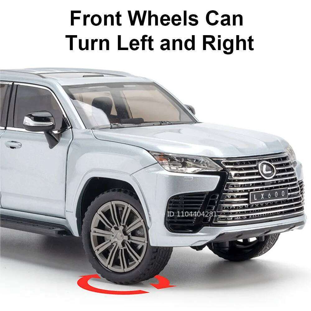 1:24 LX600 ES300H Models Alloy Diecast Toys Cars 6 Doors Opened Sound Light Pull Back Front Wheel Steering Vehices Kid's Present Z260306