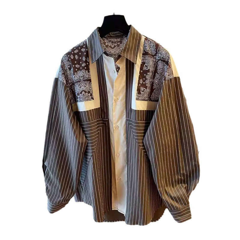 Mardi Hefxessdr Loose Fit Long Sleeve Blue Striped Printed Casual Shirt Women's Spring Autumn Fashion Soft Satin Fabric Collar