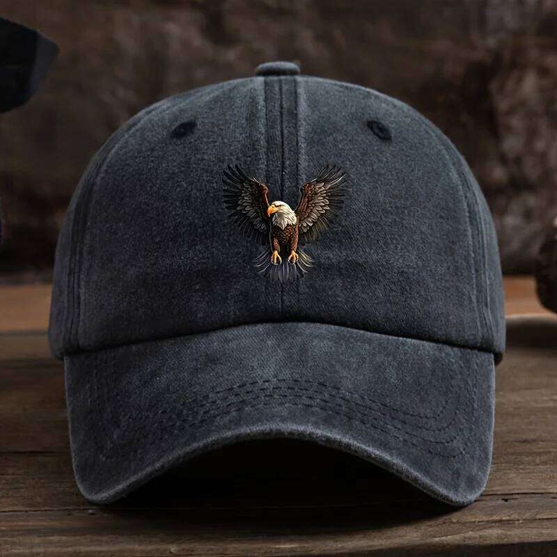 A winged eagle print baseball for men's outdoor hat, fashionable and versatile, hip-hop adjustable duckbill cap Y260304