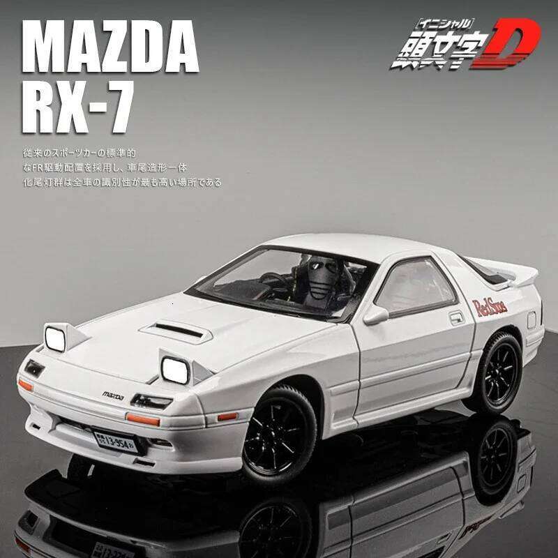 1:24 INITIAL D Mazda RX7 RX-7 Supercar Alloy Model Toy Diecasts Metal Casting Sound And Light Car Toys For Children Vehicle Z260306