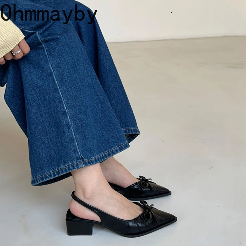 Summer Womens Cover Toe Sandals Elegant Shallow Singbacks Mules Shoes Ladies Comfort Low Heel Dress Shoes 260303