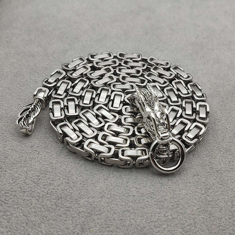 European and American hip-hop dragon bone bracelet for men, high-quality polished handmade stainless necklace jewelry, Cuban titanium steel fashion