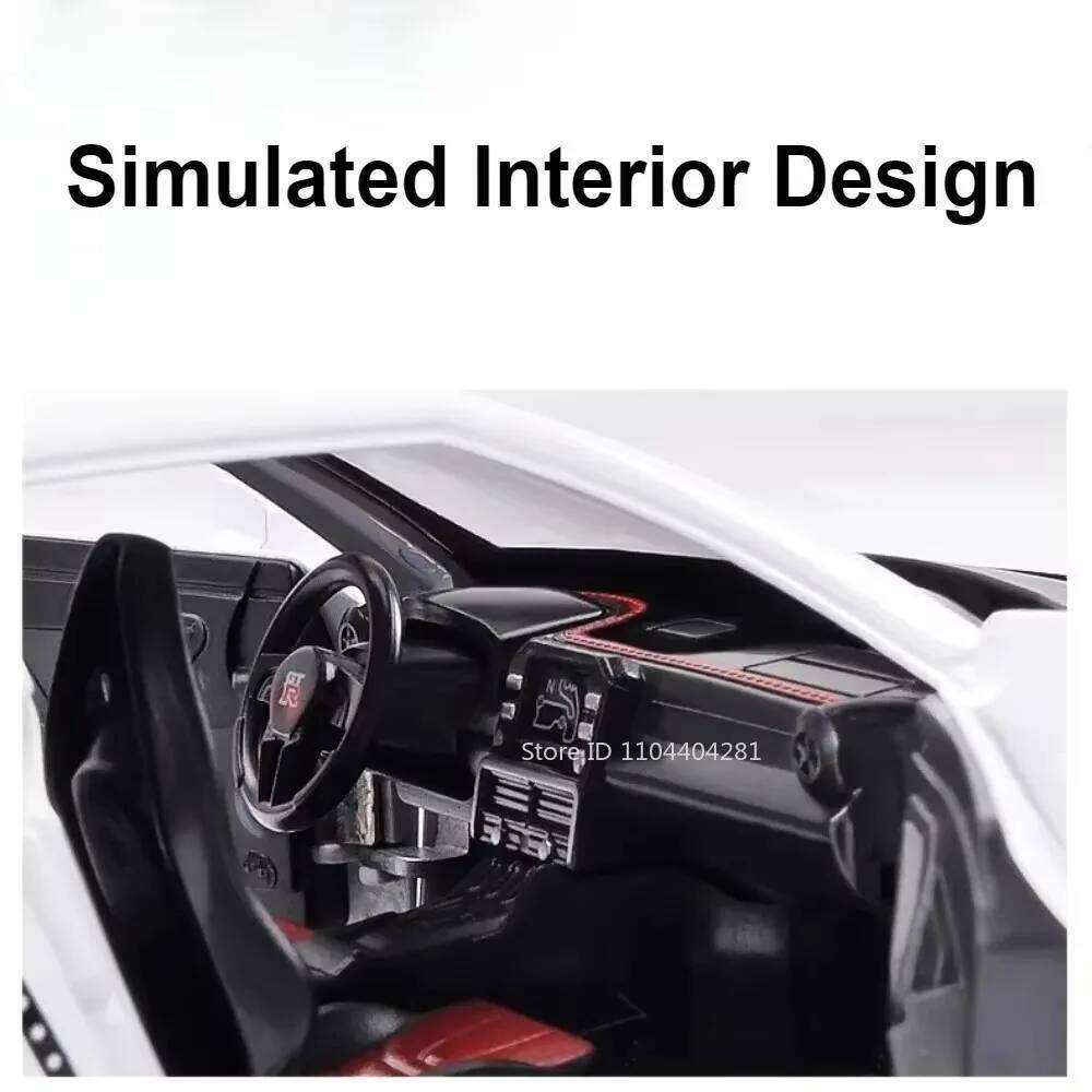 1:24 Scale GTR R34 Model Toys Diecast Alloy Car Doors Opend with Sound Light Pull Back Miniature Models Vehices Boy Collect Gift Z260307