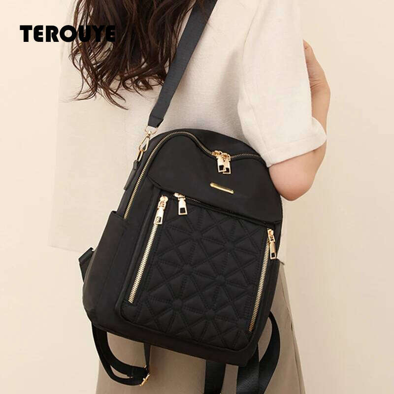 New Fashion Multi-Purpose Nylon Cloth Backpack For Travel And School The Direction Zipper Is Random The Style TEROUYE