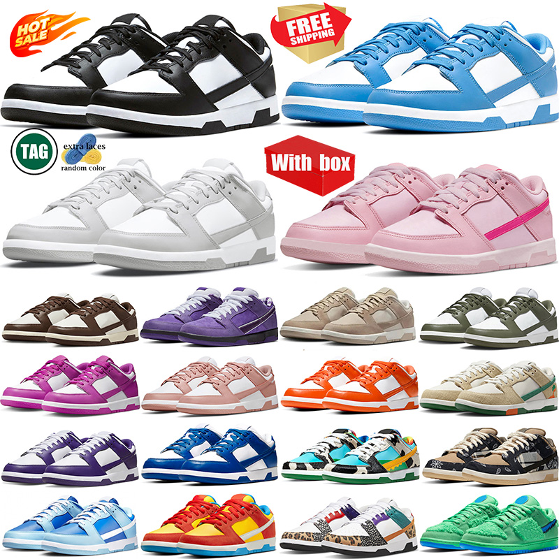 Free shipping with box Designer Running Shoes Men Women Sneakers Panda Triple White Black Flat Grey Fog Orange Pink Green Red Outdoor Sports Trainers 36-45