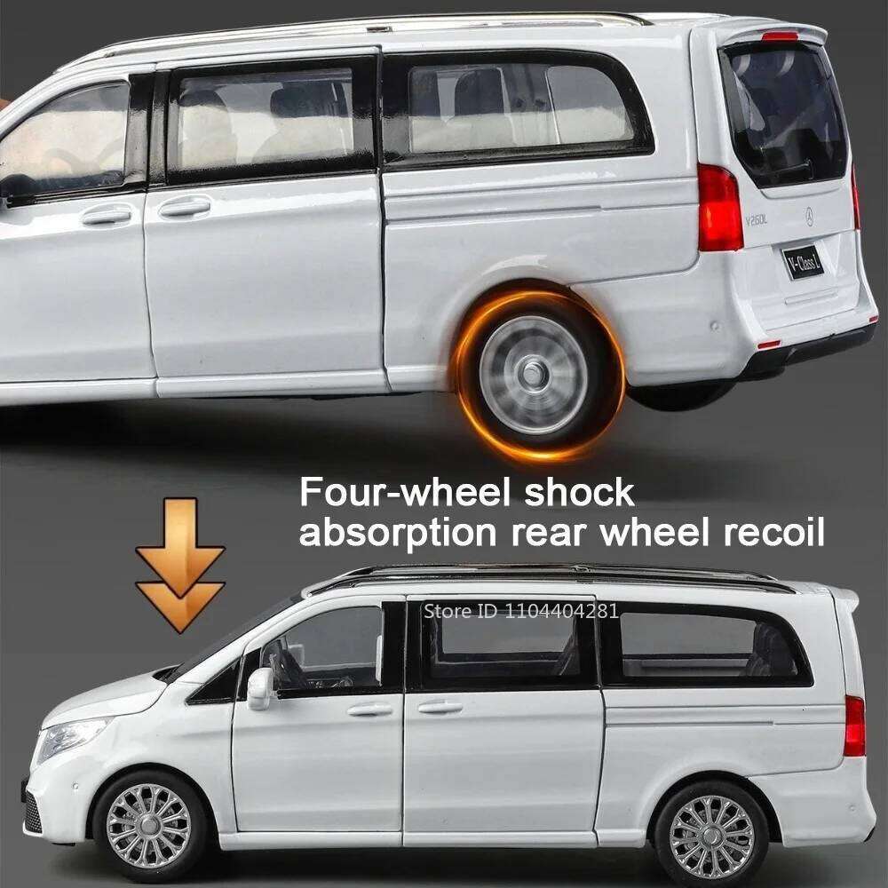 1:24 V260L Vellfire Diecast Alloy Models Toys Cars Sound Light Pull Back Doors Opened Miniatute Business Vehicles Surprise Gifts Z260307