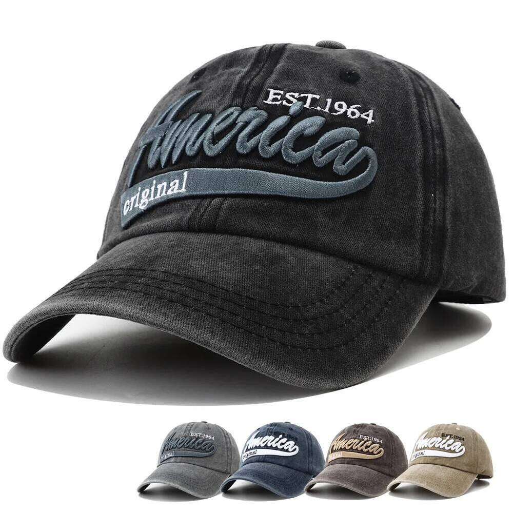 Unisex Distressed American Letter Embroidery Baseball Cap Breathable Sunshade Peaked Hats for Women Men Hip Hop Outdoor Snapback Y260304