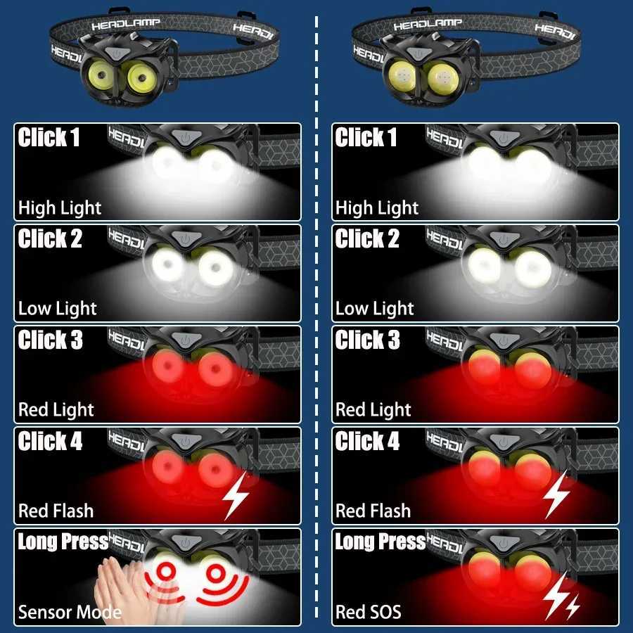 OWL COB Headlamp Magnetic Work Light Rechargeable Working Led Usb Flashlight Headlamps High Power Portable Headlight for Running H260307