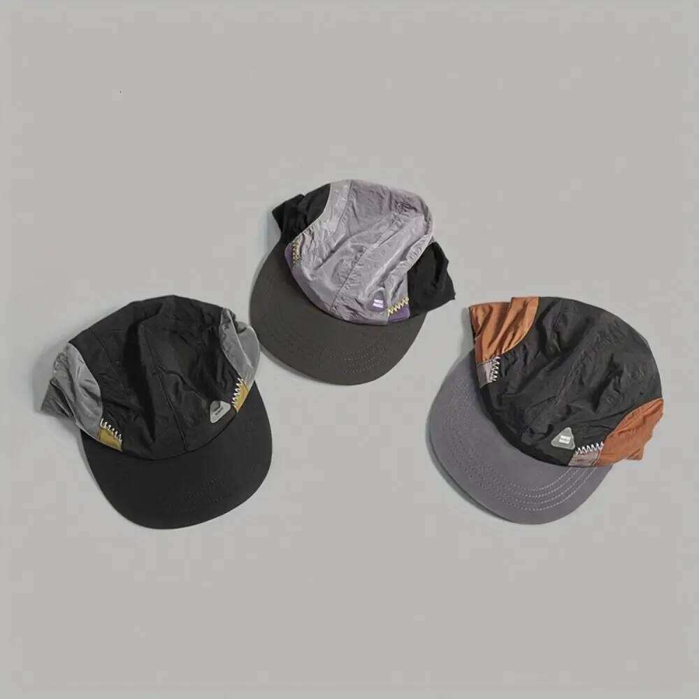 Color Matching Baseball Cap Flat-brimmed Breathable Quick-drying Hat Casual Drawstring Sun Protection Caps Camping Leisure Y260304