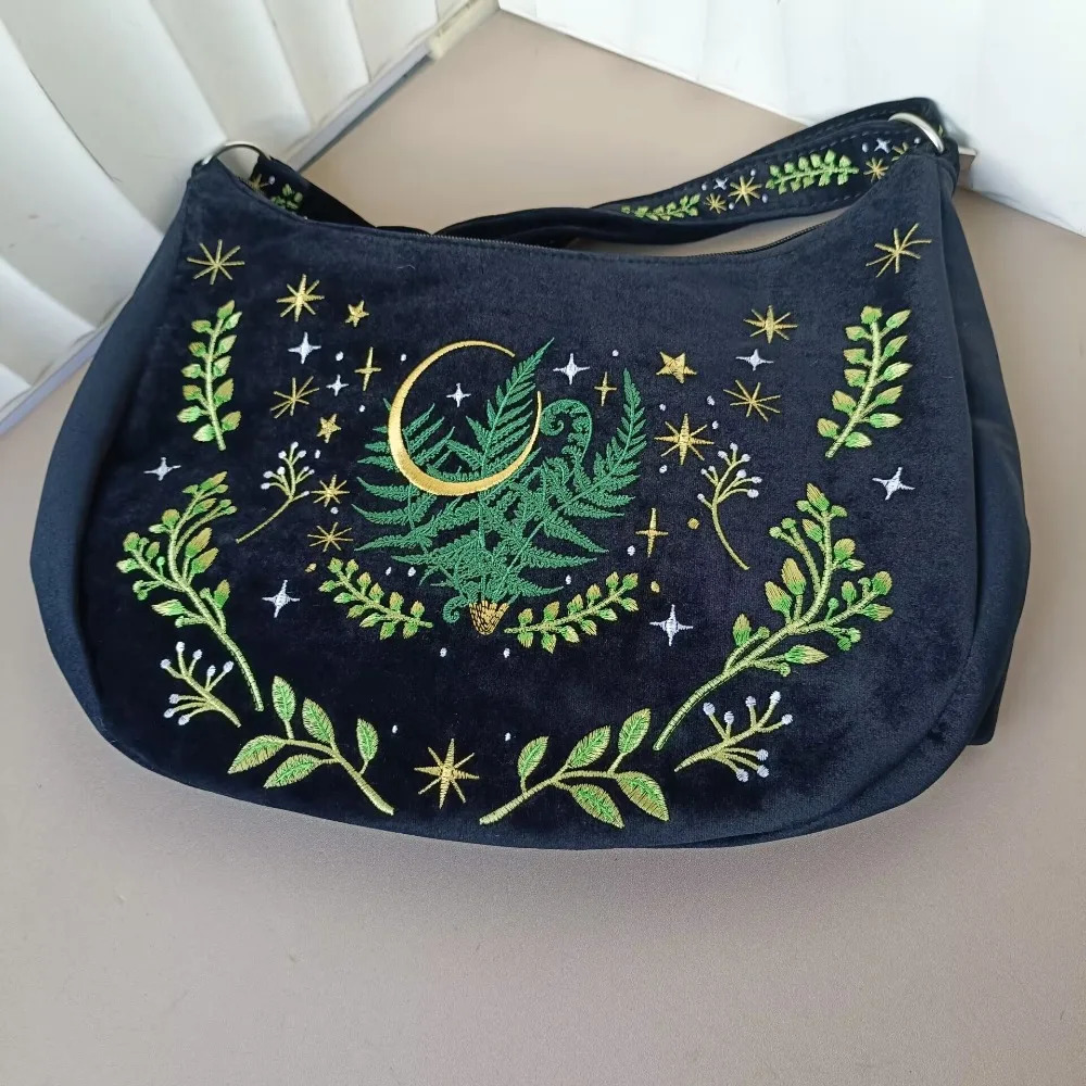 Botanical Embroidery Bags for Woman Underarm Shoulder Bag Y2k Bolsosmujer Creative Sac Femme Bolsas Harajuku Gothic Bolsa 260307