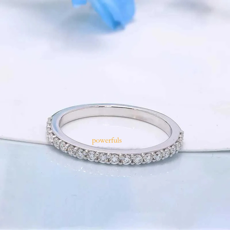 Band Rings Melee Stone CVD HPHT Lab Grown Diamond 0.3ctw Engagement MatchBand For Lady DEF Color Real 14K White Gold J240118