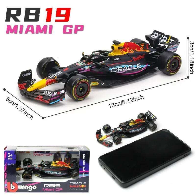 Bburago 1:43 2023 F1 Red Bull RB19 Miami GP #1 Max Verstappen #16 Leclerc Ferrari SF21 SF1000 Mcl36 W13 W12 W10 C42 Racing Car Z260306
